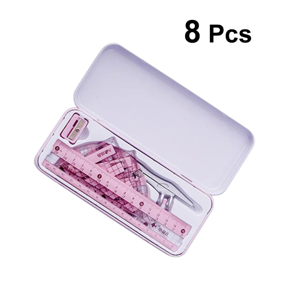 8pcs Compasses Straight Ruler Triangle Ruler Pencil Eraser Kit Geometry Drawing Tool Set (Random Color)
8pcs Compasses Straight Ruler Triangle Ruler Pencil Eraser Kit Geometry Drawing Tool Set (Random Color)