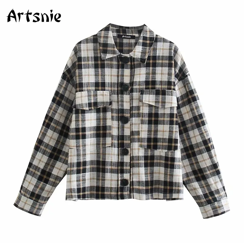 Artsnie Vintage Plaid Casual Coats Women Spring 2021 Turn Down Collar Long Sleeve Single Breasted Pockets Jacket Loose Coats
Artsnie Vintage Plaid Casual Coats Women Spring 2021 Turn Down Collar Long Sleeve Single Breasted Pockets Jacket Loose Coats