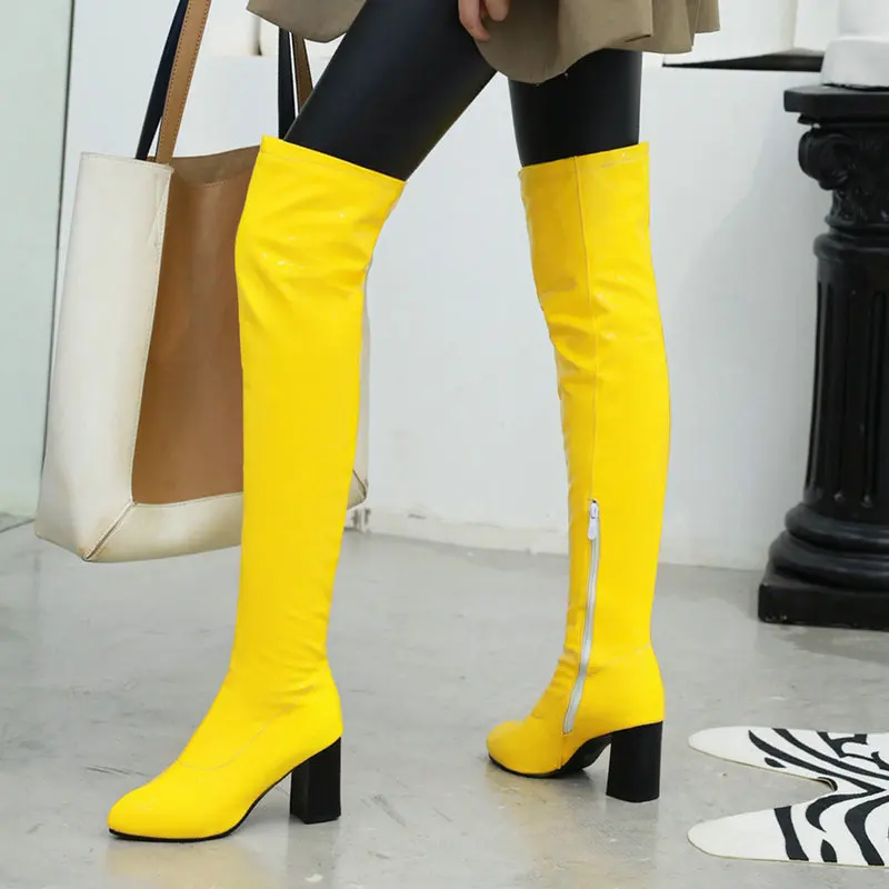 Nice Fashion Over the Knee Boots Soft Pu Leather High Heel Long Boots Autumn Winter Zipper Female Boots Black Yellow White Red
Nice Fashion Over the Knee Boots Soft Pu Leather High Heel Long Boots Autumn Winter Zipper Female Boots Black Yellow White Red