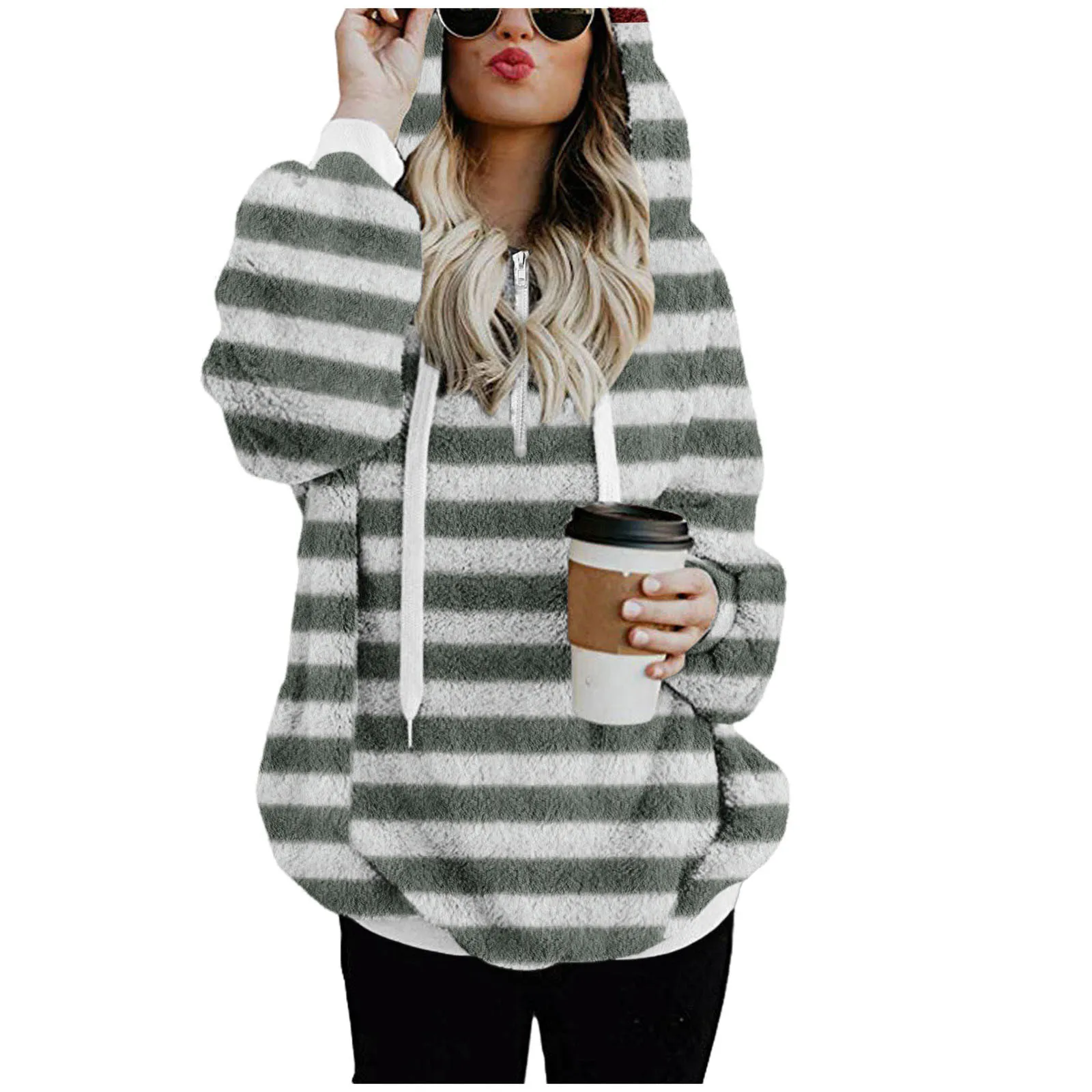 2021 Hot Sale Hoodies Women Stripe Print Hooded Sweatshirt Winter Warm Jacket Zipper Pockets Coat Long Sleeve Outwear
2021 Hot Sale Hoodies Women Stripe Print Hooded Sweatshirt Winter Warm Jacket Zipper Pockets Coat Long Sleeve Outwear