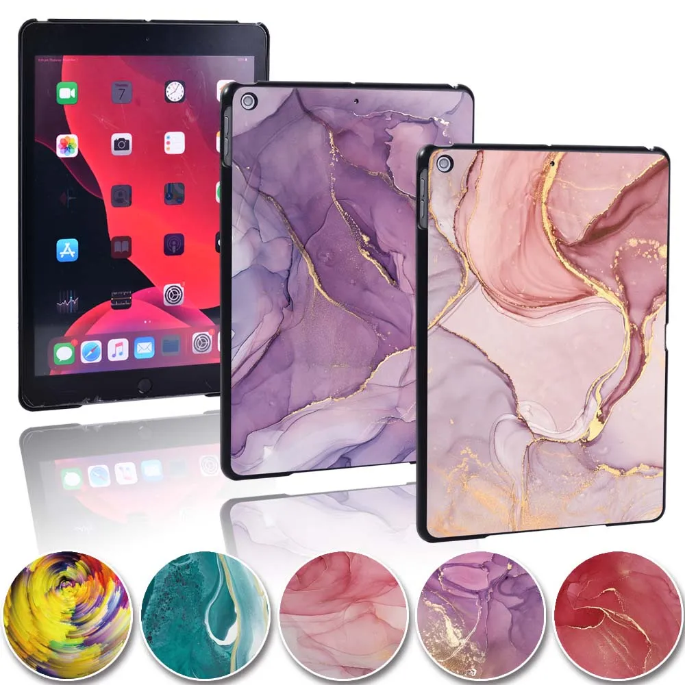 

Case For Apple IPad 2020 8th Gen 10.2" Watercolor Tablet Hard Shell Plastic Shockproof Tablet Protective Cover + Stylus