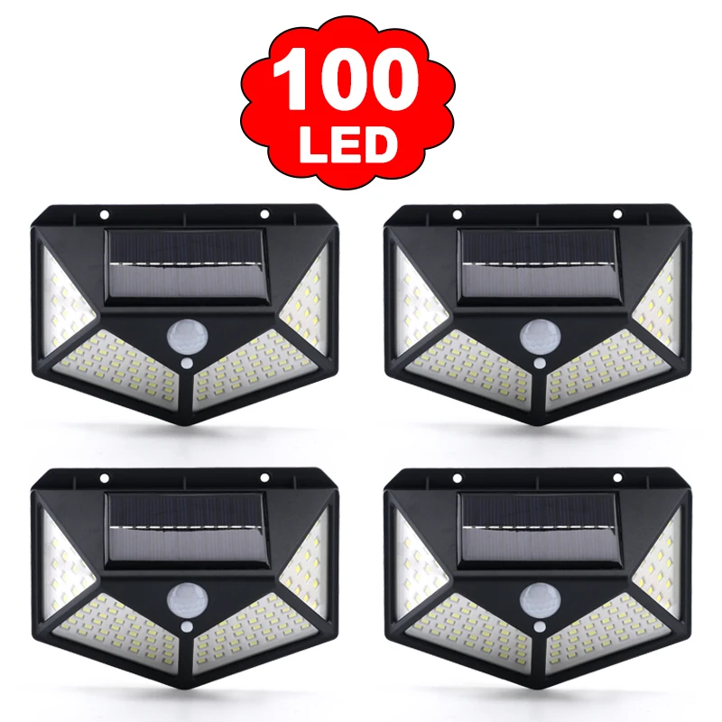 

100 LED Solar Light Outdoor PIR Motion Sensor Detection Street Lighting Wall Lamp Sunlight Powered For Garden Spotlight