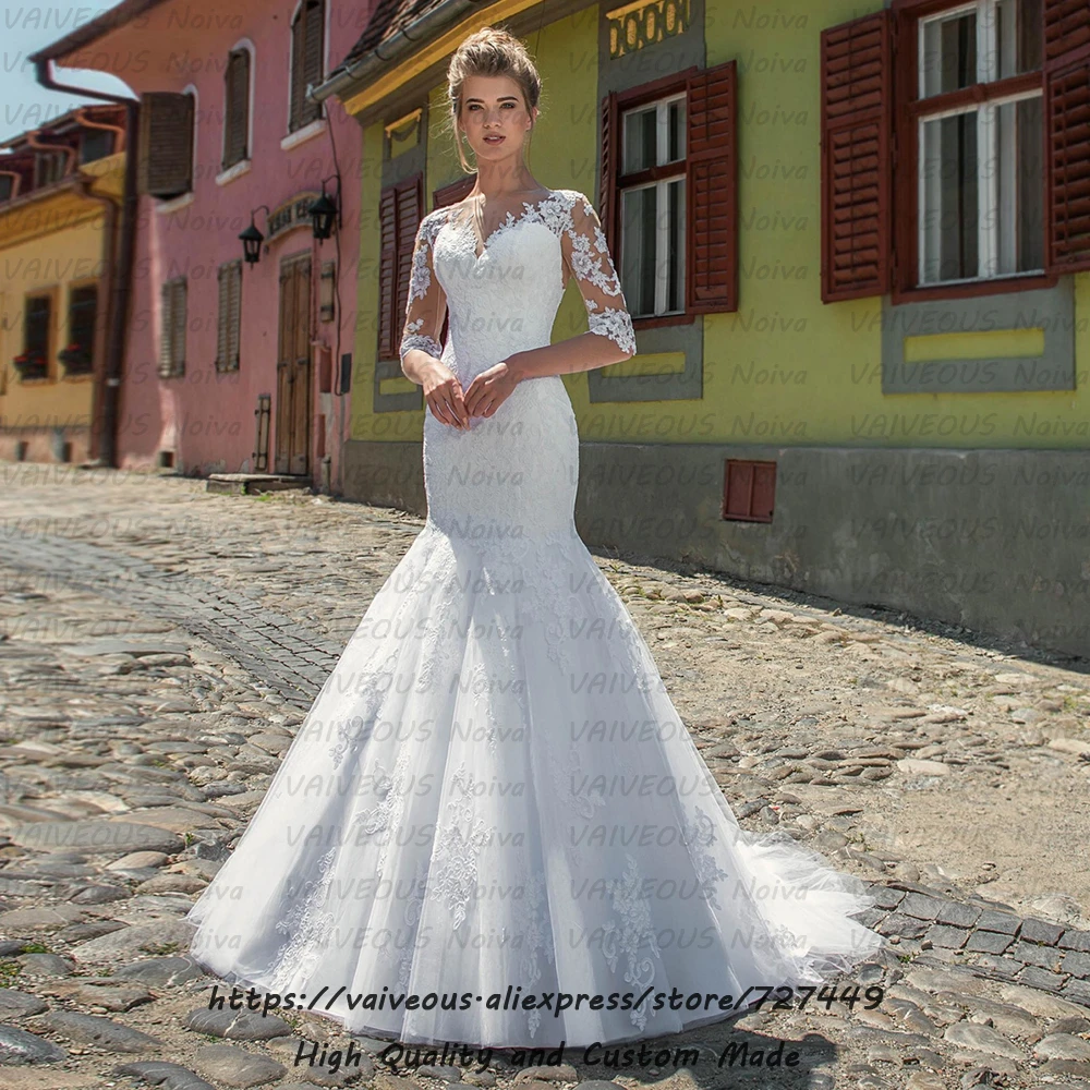 Фото Vestido Novia свадебное платье с длинным шлейфом богемное рукавами - купить