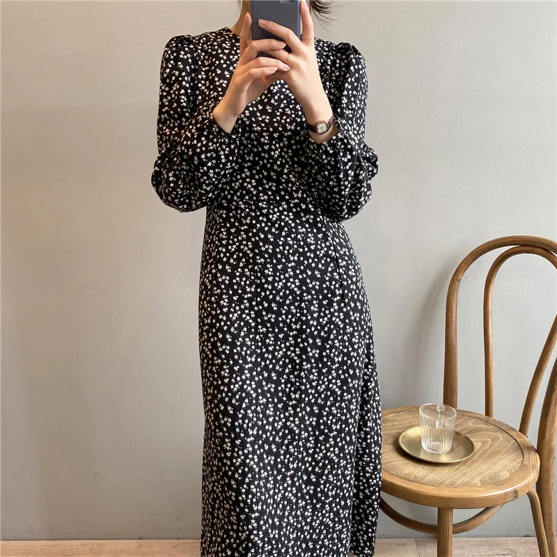 Spring Chic Fashion O-neck Puff Sleeve Long Print Dresses Women High Waist Slim Femme Robe French Vintage Vestido De Mujer
Spring Chic Fashion O-neck Puff Sleeve Long Print Dresses Women High Waist Slim Femme Robe French Vintage Vestido De Mujer