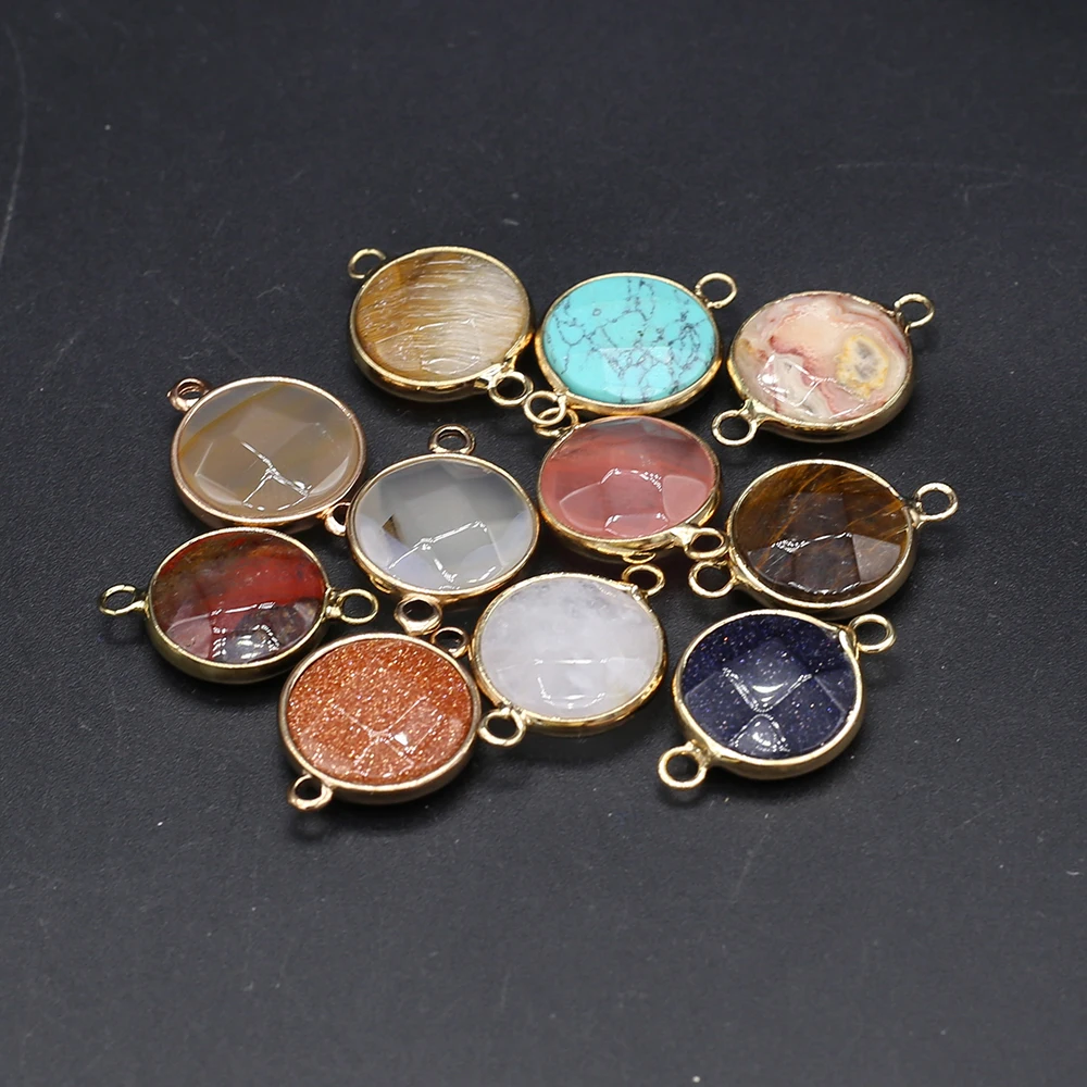 6pcs Natural Gilded Round Blue Sand Tiger Eye Stone Connectors Pendants Double Hole for Women Jewelry Size 28x35mm
6pcs Natural Gilded Round Blue Sand Tiger Eye Stone Connectors Pendants Double Hole for Women Jewelry Size 28x35mm