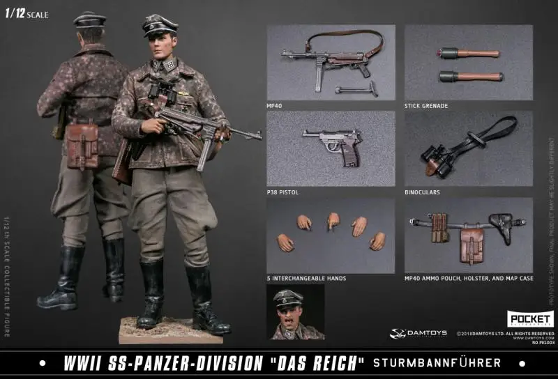 

Dam DAMTOYS PES003 1/12 Male Soldier Action Figure German Armored Division Mager Soldier Figurine Model 2 Heads Collections Gift