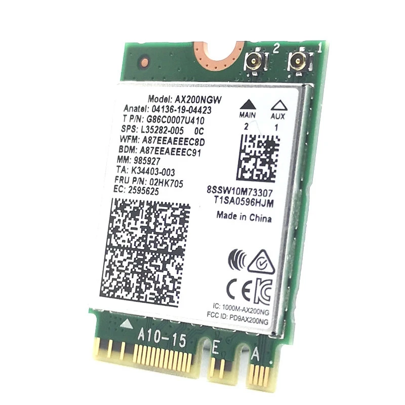 AX200NGW WiFi Card with 6DB SMA Antenna 3000Mbps WiFi 6 M.2 NGFF Bluetooth 5.1 2.4G/5G
AX200NGW WiFi Card with 6DB SMA Antenna 3000Mbps WiFi 6 M.2 NGFF Bluetooth 5.1 2.4G/5G