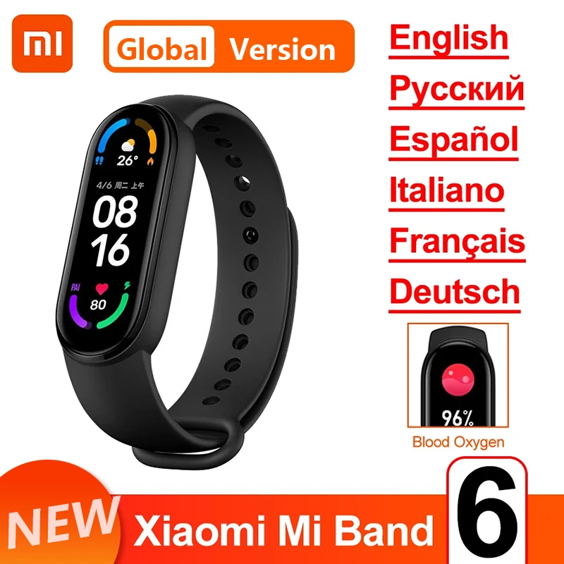 Умный Браслет Xiaomi Mi Band 6, водонепроницаемый фитнес-трекер с AMOLED экраном 5 цветов, с функцией измерения кислорода в крови, Bluetooth
Умный Браслет Xiaomi Mi Band 6, водонепроницаемый фитнес-трекер с AMOLED экраном 5 цветов, с функцией измерения кислорода в крови, Bluetooth