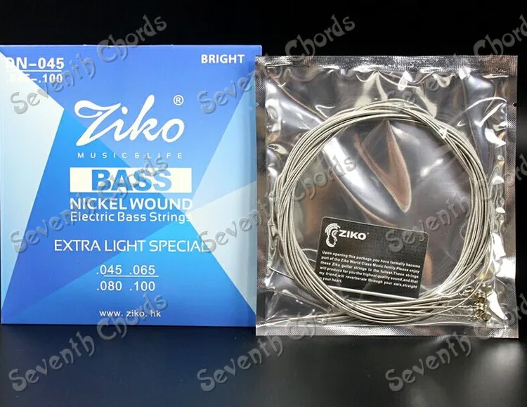 

A Set ZIKO Electric Bass Guitar Strings,4 Steel Stings 045-100,Nickel wound,Extra Light Special 1st - 4th Strings