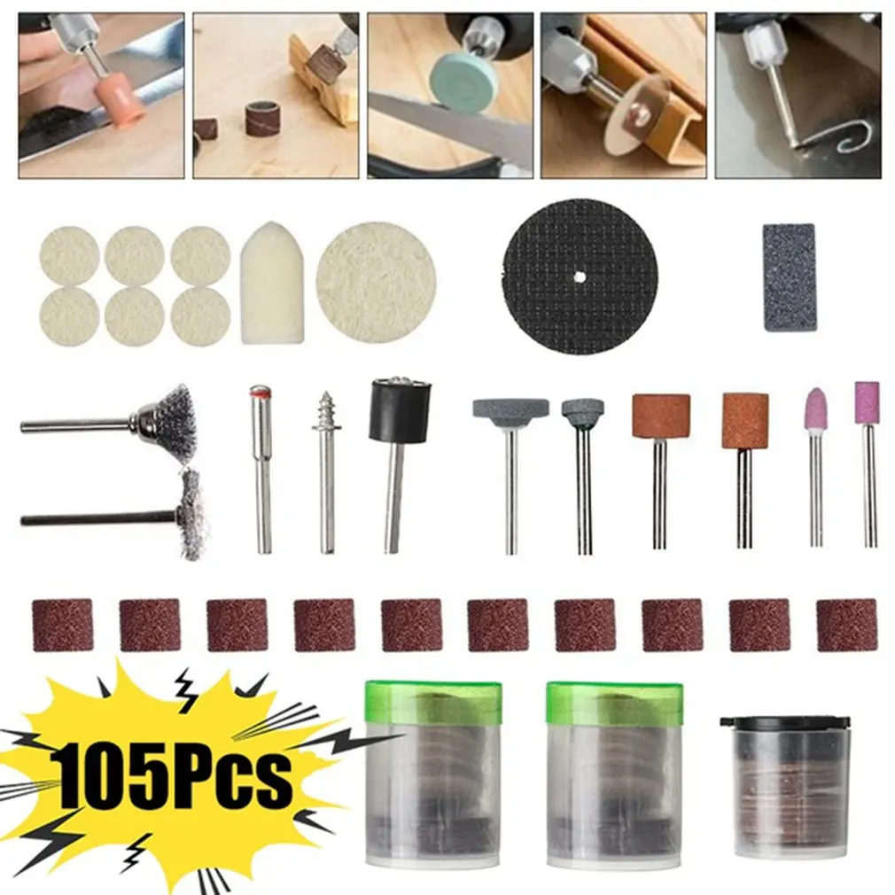 105pcs/lot Electric Rotary Power Tool Grinder Accessories Fits For Sanding Polishing Grinding Cleaning Derusting Dusting Parts
105pcs/lot Electric Rotary Power Tool Grinder Accessories Fits For Sanding Polishing Grinding Cleaning Derusting Dusting Parts