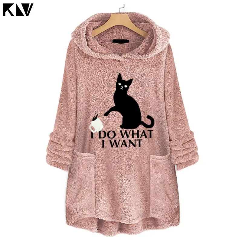 KLV Women Plus Size Winter Thicken Plush Hooded Sweatshirt Cute Lazy Cat Cartoon Printed Loose Asymmetric Hem Tunic Hoodies
KLV Women Plus Size Winter Thicken Plush Hooded Sweatshirt Cute Lazy Cat Cartoon Printed Loose Asymmetric Hem Tunic Hoodies