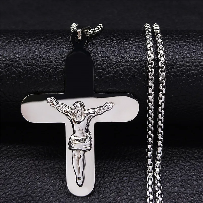 2021 Christian Cross Jesus Stainless Steel Chain Necklace for Women/Men Silver Color Necklace Jewelry collier croix NXHLY16S05
2021 Christian Cross Jesus Stainless Steel Chain Necklace for Women/Men Silver Color Necklace Jewelry collier croix NXHLY16S05