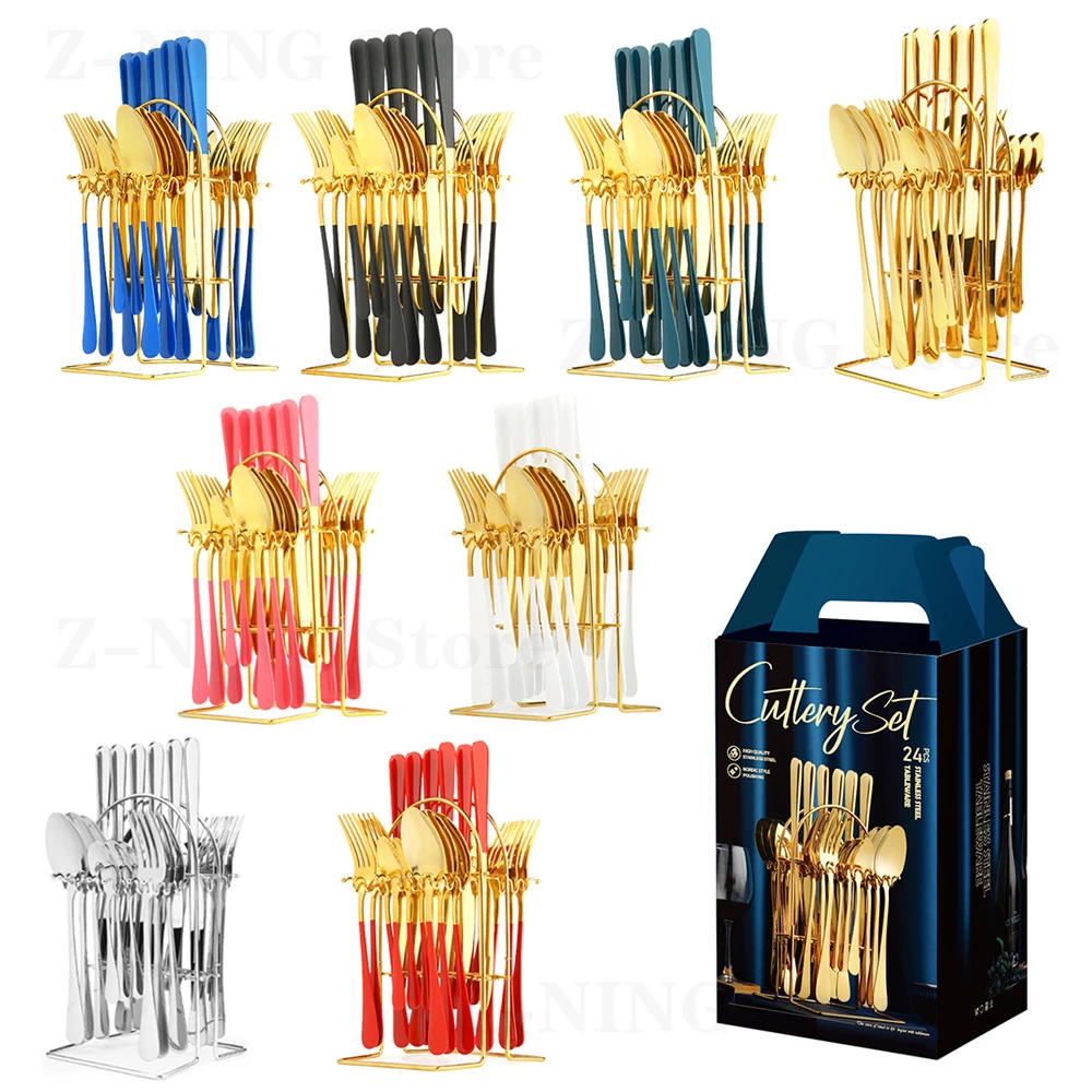 Z-NING Stainless Steel Cutlery 24 Piece Set Western Food Cutlery Gift Box Household Kitchen Supplies Luxury Golden Cutlery Set
Z-NING Stainless Steel Cutlery 24 Piece Set Western Food Cutlery Gift Box Household Kitchen Supplies Luxury Golden Cutlery Set