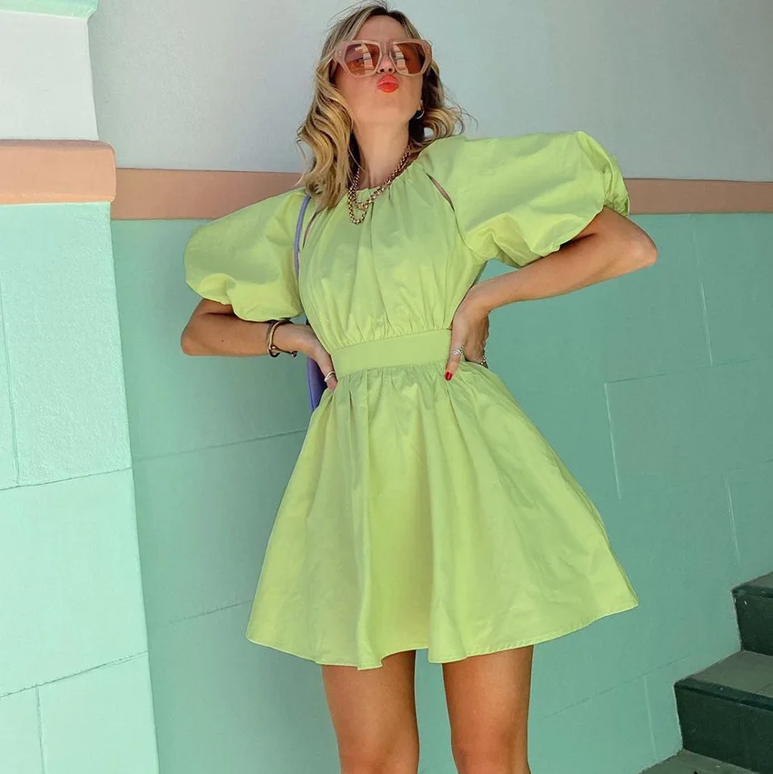 2021 Summer New Design Green Bubble Sleeve Collect Waist Ball Gown Women Short Style Homecoming Dresses Hollow Out Prom Vestidos
2021 Summer New Design Green Bubble Sleeve Collect Waist Ball Gown Women Short Style Homecoming Dresses Hollow Out Prom Vestidos