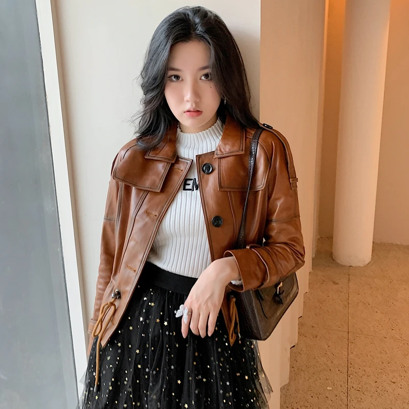 JCHB 2021 Autumn Korean style genuine leather coat women's new short leather jacket loose sheepskin small coat waist
JCHB 2021 Autumn Korean style genuine leather coat women's new short leather jacket loose sheepskin small coat waist
