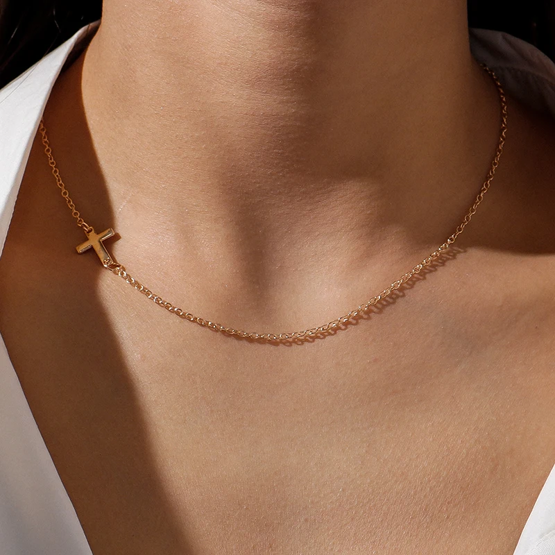 European Asymmetric Cross Necklaces for Women Simple Style Gold Silver Color Chain Choker Necklace Trendy Jewelry Gifts
European Asymmetric Cross Necklaces for Women Simple Style Gold Silver Color Chain Choker Necklace Trendy Jewelry Gifts