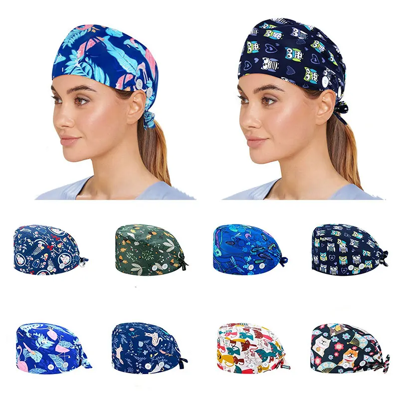 

Solid Color Medical Scrub Hat Hospital Doctor Work Caps Health Worker Scrub Cap Pet clinic nurse Beautician nursing scrubs hat