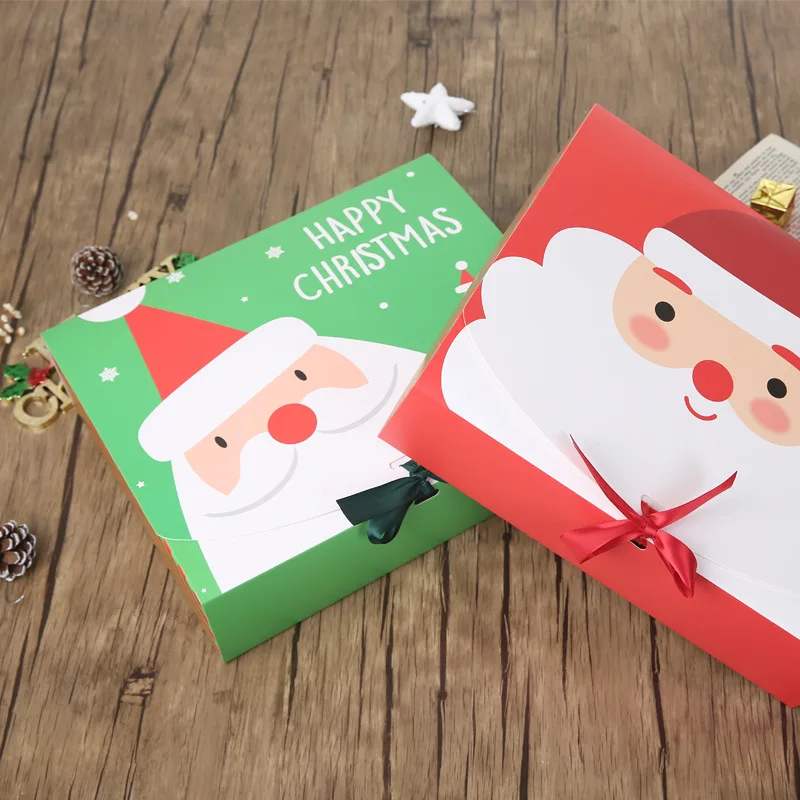 

2021 подарочные коробки и пакеты 10 шт., квадратная Рождественская бумажная упаковочная коробка, Подарочная коробка с Санта Клаусом, новогодня...
