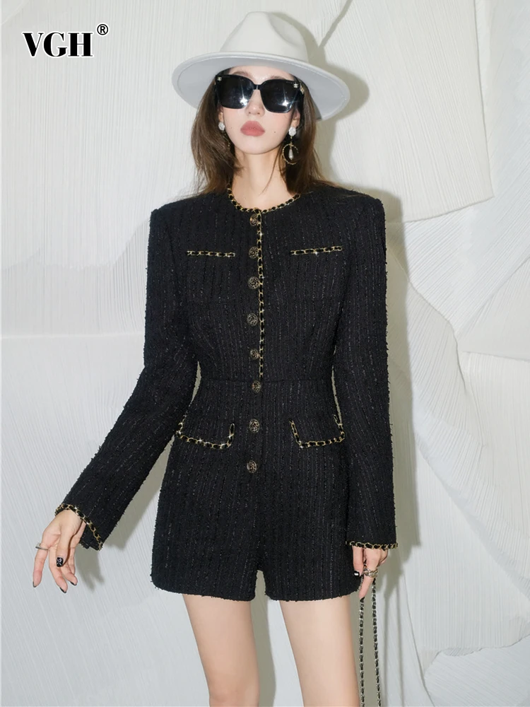 VGH Straight Playsuits For Women Round Neck Long Sleeve High Waist Patchwork Button Solid Playsuit Female Korean Fashion Clothes
VGH Straight Playsuits For Women Round Neck Long Sleeve High Waist Patchwork Button Solid Playsuit Female Korean Fashion Clothes