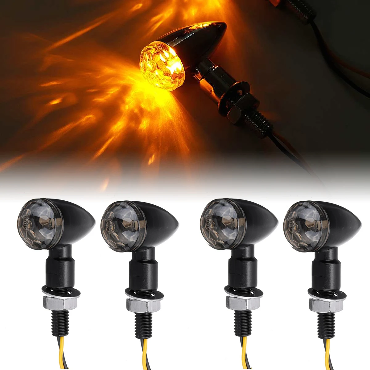 4PCS LED Universal Motorcycle Indicators Turn Signal Light Bullet Headed Driving Brake Lamp Blinker Amber 12V DC
4PCS LED Universal Motorcycle Indicators Turn Signal Light Bullet Headed Driving Brake Lamp Blinker Amber 12V DC