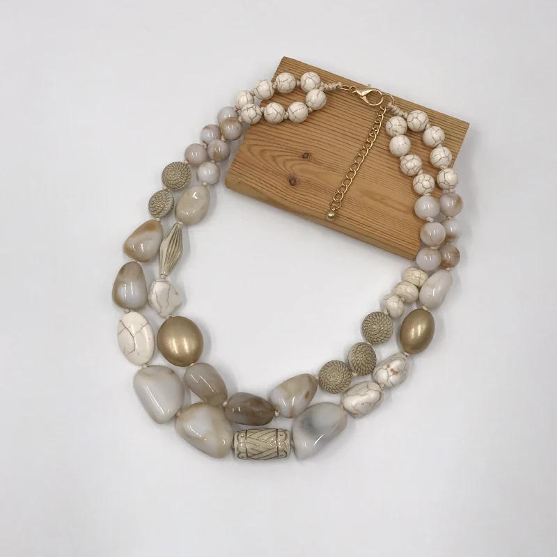 

Suekees Boho Fashion Jewelry Gothic Collar Necklace Acrylic CCB&Natural Stone Beads Earthy Collares Necklace Women Accessories
