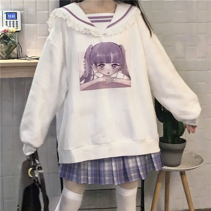 Anime Sweatshirt Women 2021 Lace Sailor Collar Kawaii Clothes Autumn Long Sleeve Top MINGLIUSILI Casual Thin Plush Hoodies
Anime Sweatshirt Women 2021 Lace Sailor Collar Kawaii Clothes Autumn Long Sleeve Top MINGLIUSILI Casual Thin Plush Hoodies