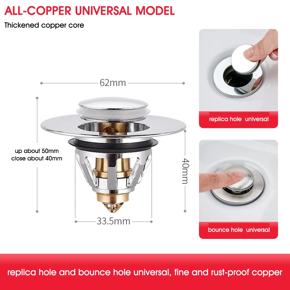 35-38mm Universal Basin Pop-Up Drain Filter Hair Catcher Anti Clogging Bass Stainless Bath Stopper Sink Strainer Plug for Drain
35-38mm Universal Basin Pop-Up Drain Filter Hair Catcher Anti Clogging Bass Stainless Bath Stopper Sink Strainer Plug for Drain