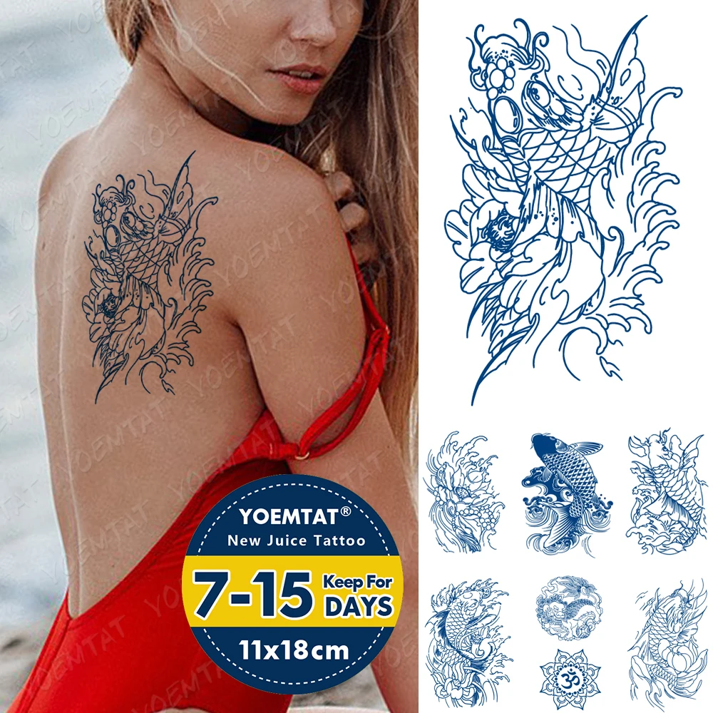 Juice Ink Tattoos Body Art semi-permanent Temporary Tattoo Sticker Japan Carp Totem Tatoo Arm Fake Line Lotus Tatto Women
Juice Ink Tattoos Body Art semi-permanent Temporary Tattoo Sticker Japan Carp Totem Tatoo Arm Fake Line Lotus Tatto Women