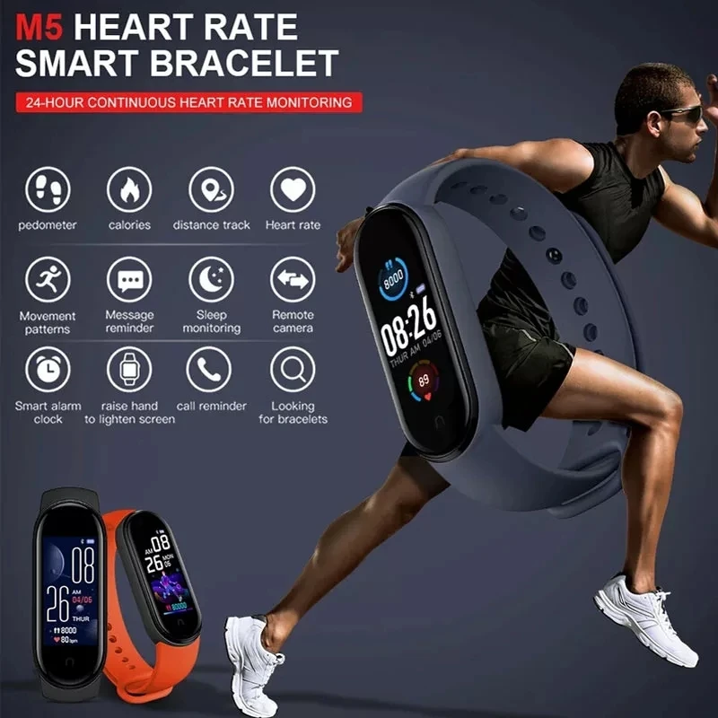 

M5 Smart Watch Bluetooth Fitness Tracker Pedometer Heart Rate Monitor Call Reminder Blood Pressure Smartband for IOS Android