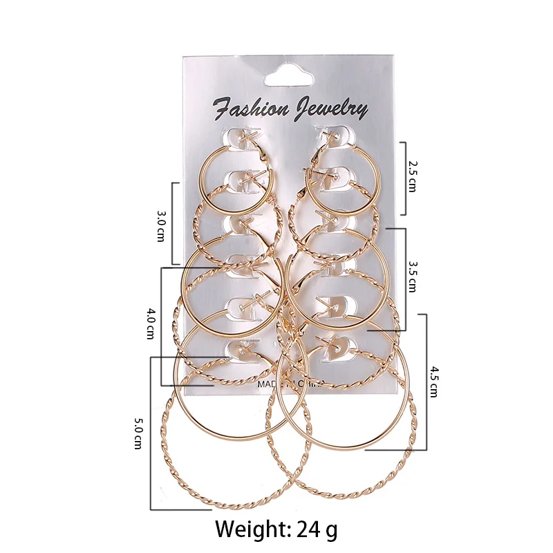 6 Pairs/set 2021 New Fashion Round Circle Hoop Earrings Set For Women Girl Punk Style Brincos Round Earrings Party Jewelry Gift
6 Pairs/set 2021 New Fashion Round Circle Hoop Earrings Set For Women Girl Punk Style Brincos Round Earrings Party Jewelry Gift