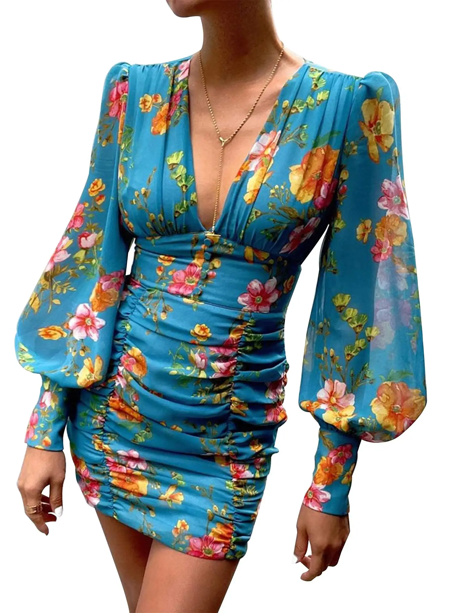 Women Vintage Floral Print Mini Dress Sexy Deep V Neck Bodycon Party Dress Spring Autumn Lantern Sleeve Retro Elegant Dresses
Women Vintage Floral Print Mini Dress Sexy Deep V Neck Bodycon Party Dress Spring Autumn Lantern Sleeve Retro Elegant Dresses