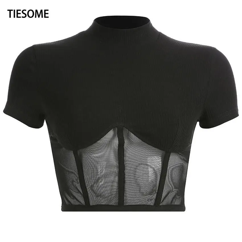 TIESOME Sexy Turtleneck Perspective 2020 Summer New Fashion Top Tee Women Clothes Short Sleeve Netting Club Hot Tops Streetwear
TIESOME Sexy Turtleneck Perspective 2020 Summer New Fashion Top Tee Women Clothes Short Sleeve Netting Club Hot Tops Streetwear