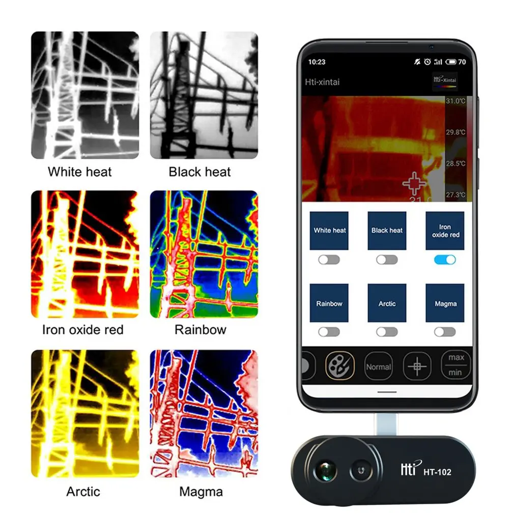 Ht-102 Mobile Phone Infrared Thermal Imager High Resolution Video And Photo Recording Portable Thermal Imager
Ht-102 Mobile Phone Infrared Thermal Imager High Resolution Video And Photo Recording Portable Thermal Imager