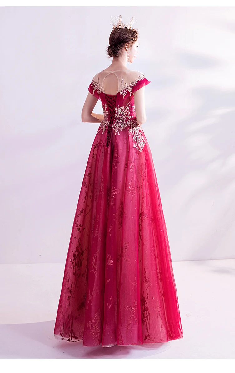 Best Selling Glitter Formal Dresses A-Line Cap Sleeveless Lilac Red Gold Lace Long Prom Gowns ZY322
Best Selling Glitter Formal Dresses A-Line Cap Sleeveless Lilac Red Gold Lace Long Prom Gowns ZY322