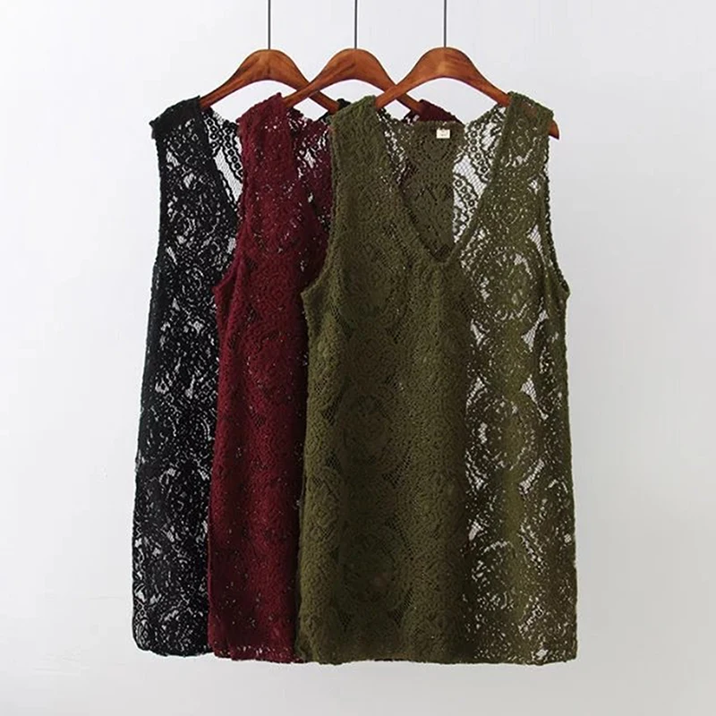 Women Lace Hollow Out Waistcoat Sexy V Neck Sleeveless Solid Color Coat All Match Female Simple Outwear
Women Lace Hollow Out Waistcoat Sexy V Neck Sleeveless Solid Color Coat All Match Female Simple Outwear