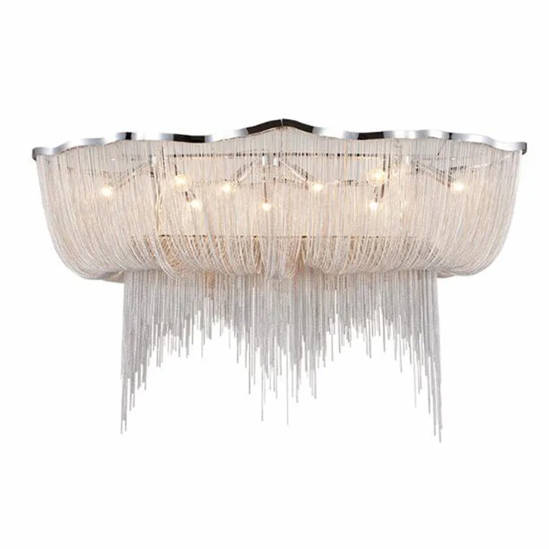 Modern silver aluminum chain chandelier design engineering lamp interior decoration luxury aluminum tassel chain chandelier
Modern silver aluminum chain chandelier design engineering lamp interior decoration luxury aluminum tassel chain chandelier
