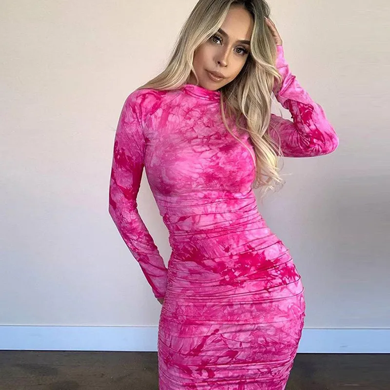 2020 Sexy Female Tie Dyeing Print Stand Collar Zipper Dress Fashion New Women Draped Bodycon Dress Stretch Pencil Party Vestido
2020 Sexy Female Tie Dyeing Print Stand Collar Zipper Dress Fashion New Women Draped Bodycon Dress Stretch Pencil Party Vestido