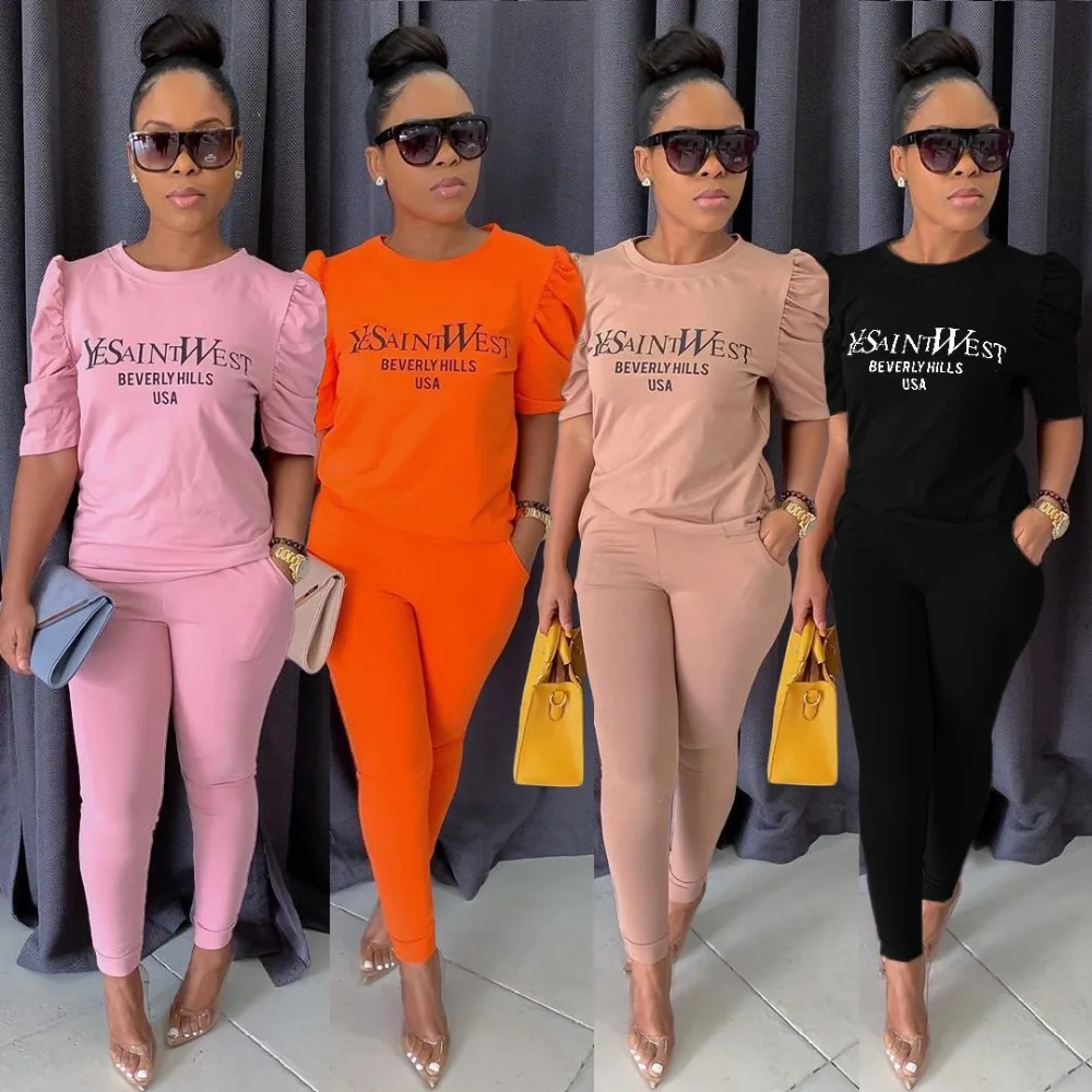 Fashionable Stretch Casual Suit Solid Color Ladies 2 Two-Piece Letter Sportswear Short Sleeve T-Shirt + Nine Points Pants Suit
Fashionable Stretch Casual Suit Solid Color Ladies 2 Two-Piece Letter Sportswear Short Sleeve T-Shirt + Nine Points Pants Suit