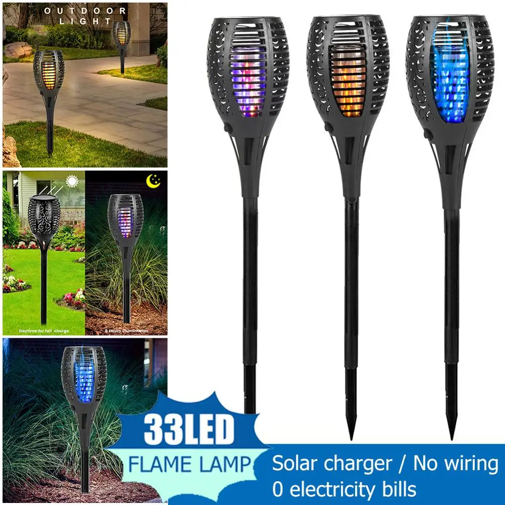33 LED Solar New Color Flame Lamp Outdoor Torch Lights IP65 Waterproof Flicker Lights for Garden Decoration Automatic On Dusk
33 LED Solar New Color Flame Lamp Outdoor Torch Lights IP65 Waterproof Flicker Lights for Garden Decoration Automatic On Dusk