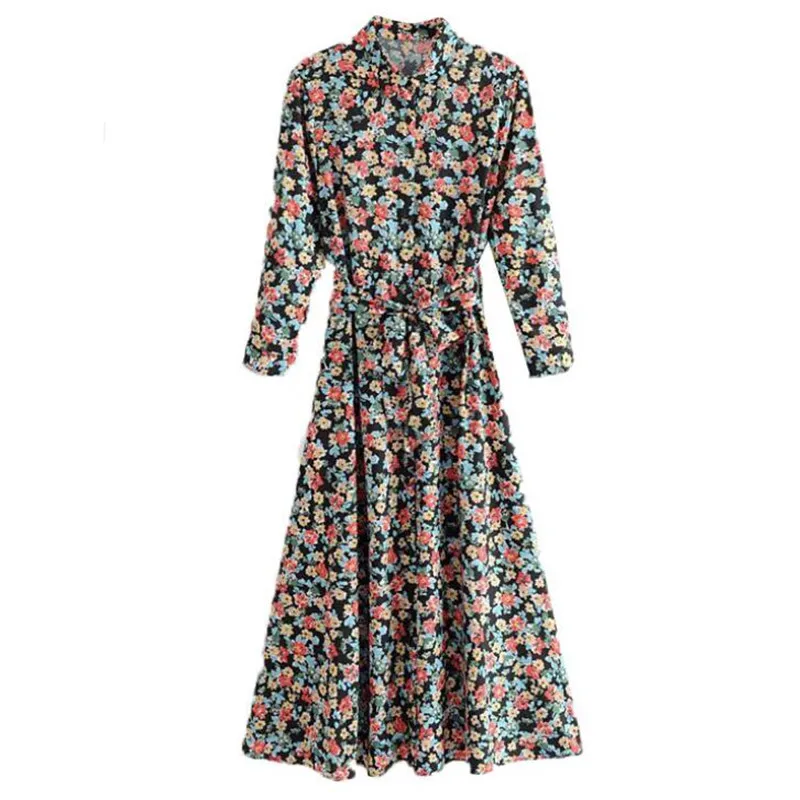 Vintage Floral Print Maxi Dress Women Boho Long Sleeve Long Sashes Dress Turn Down Collar Casual Shirt Dresses 2020
Vintage Floral Print Maxi Dress Women Boho Long Sleeve Long Sashes Dress Turn Down Collar Casual Shirt Dresses 2020