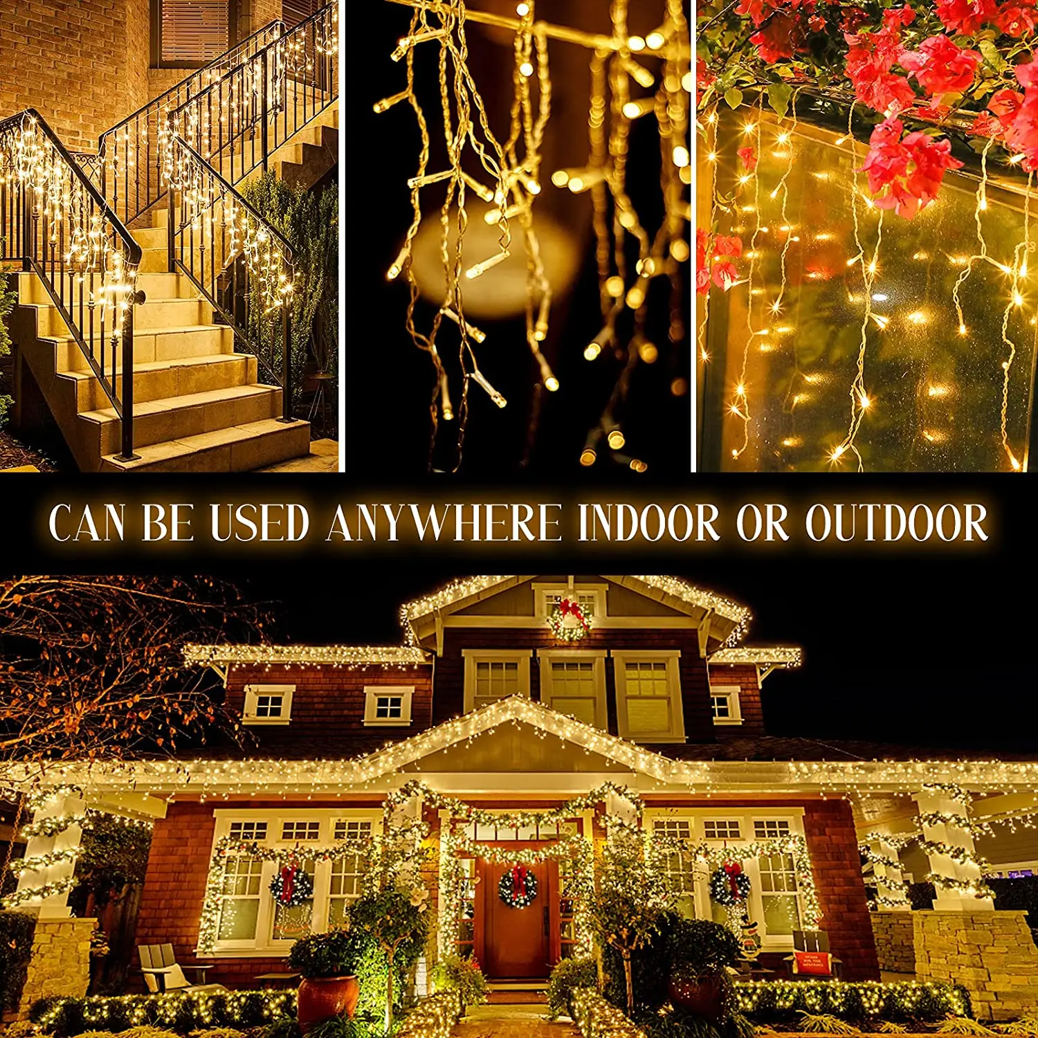 

Christmas Lights Outdoor Street Garland On The House Icicle Curtain Light 3/4M EU Plug Waterproof Connecter for Yard Decoration