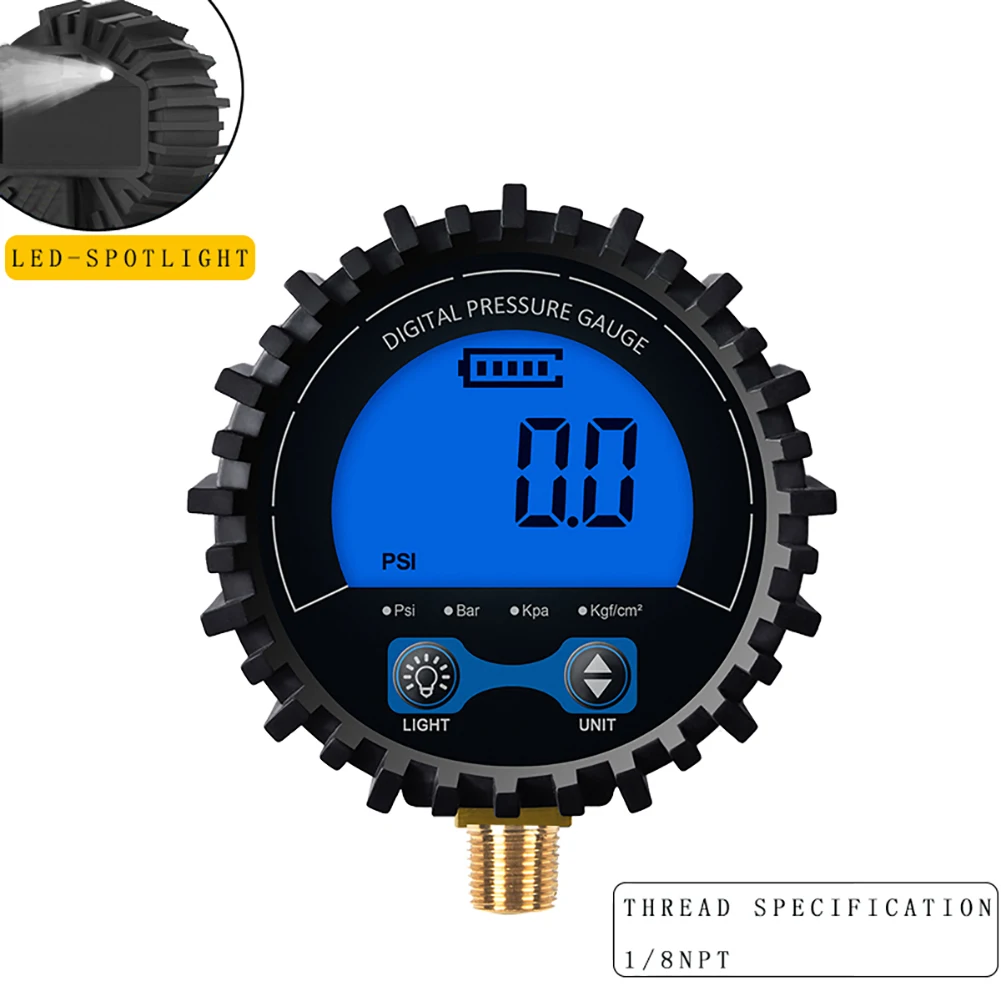 0-255PSI LCD Digital Tire Pressure Gauge High Precision 1/8" NPT Precision: 0.01Bar Copper Thread Air Pressure Gauge
0-255PSI LCD Digital Tire Pressure Gauge High Precision 1/8" NPT Precision: 0.01Bar Copper Thread Air Pressure Gauge