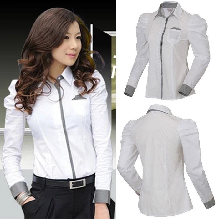 Women's Long Sleeve Shirt, Fashion Slim Fit Button Down Top with Standing Collar
Women's Long Sleeve Shirt, Fashion Slim Fit Button Down Top with Standing Collar