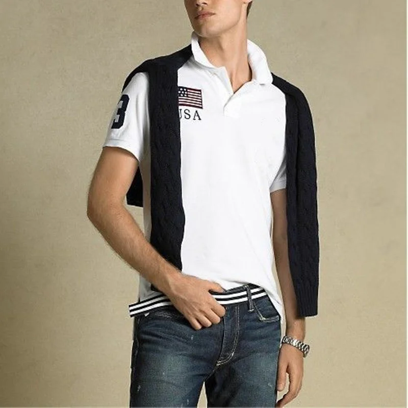 Summer New Brand Big Horse Classic National Flag Solid Short Sleeve 100% Cotton Men's Ralp Slim Polo Shirt Manfashion Femmen
Summer New Brand Big Horse Classic National Flag Solid Short Sleeve 100% Cotton Men's Ralp Slim Polo Shirt Manfashion Femmen