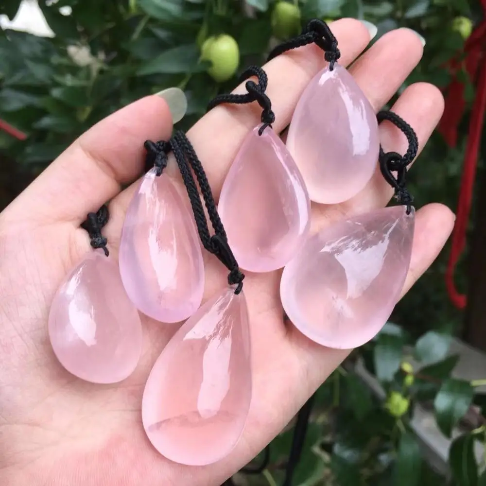 gemstones natural rose quartz stone pendant necklace