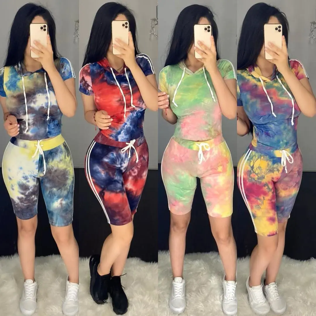 Summer New Style Women's Fashion Casual Tie-Dye Printing Hooded Sports Two-Piece Suit
Summer New Style Women's Fashion Casual Tie-Dye Printing Hooded Sports Two-Piece Suit