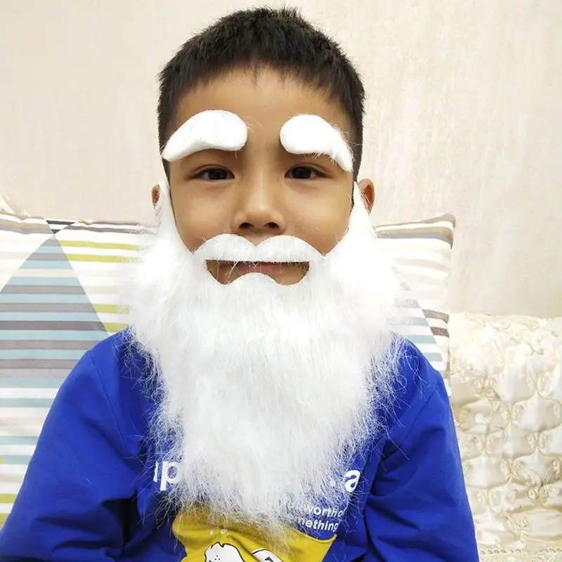 Белый смешной усы искусственная борода брови детский творческий костюм для