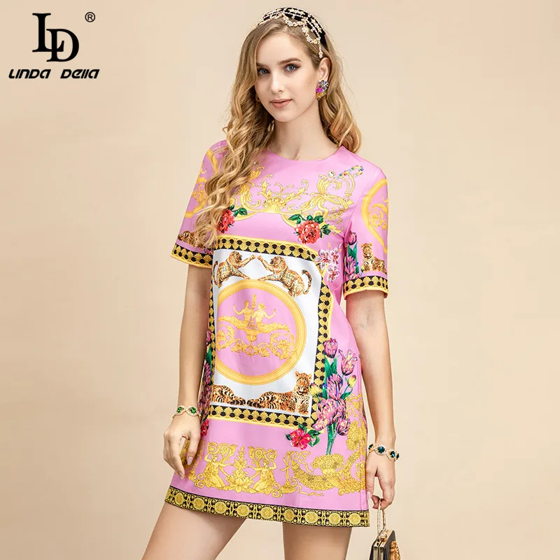 LD LINDA DELLA Summer Fashion Designer Elegant Dress Women Short sleeve Luxury Beading Animal flower print Vintage Mini Dress
LD LINDA DELLA Summer Fashion Designer Elegant Dress Women Short sleeve Luxury Beading Animal flower print Vintage Mini Dress
