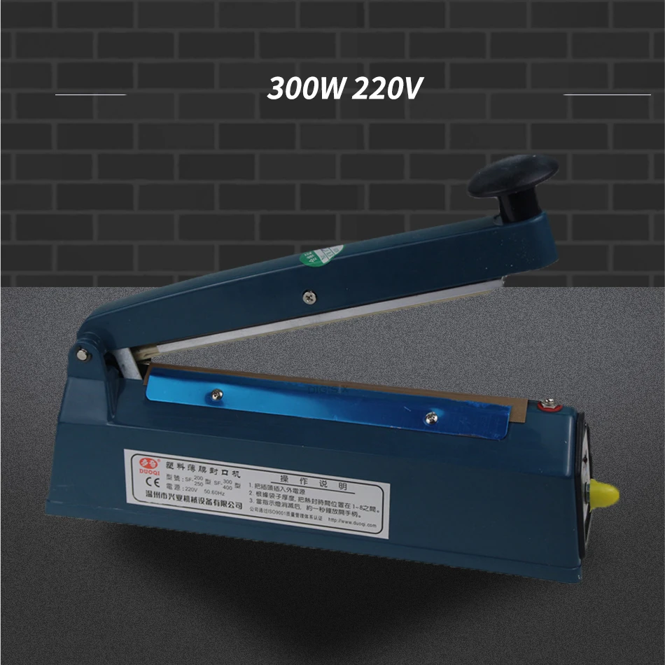 CE Marked Sealing Length 200 mm, Width 2mm, Thickness 0.4mm Plastic Bag Heat Sealing Machine 1 second Sealing 300w 220v SF-200
CE Marked Sealing Length 200 mm, Width 2mm, Thickness 0.4mm Plastic Bag Heat Sealing Machine 1 second Sealing 300w 220v SF-200