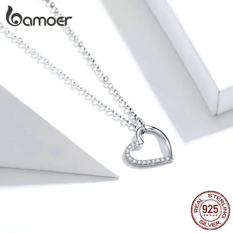 bamoer Genuine 925 Sterling Silver The shape of love Chain Necklace for Women Fine Jewelry New Collar SCN347
bamoer Genuine 925 Sterling Silver The shape of love Chain Necklace for Women Fine Jewelry New Collar SCN347